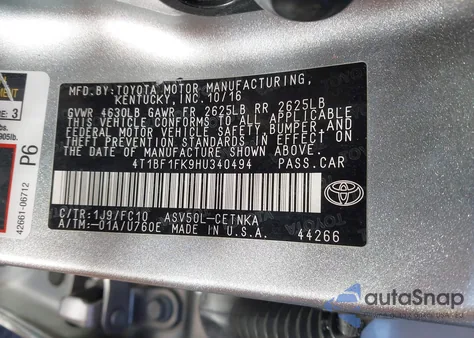 2017 Toyota Camry Le from USA, damaged, VIN 4T1BF1FK9HU340494